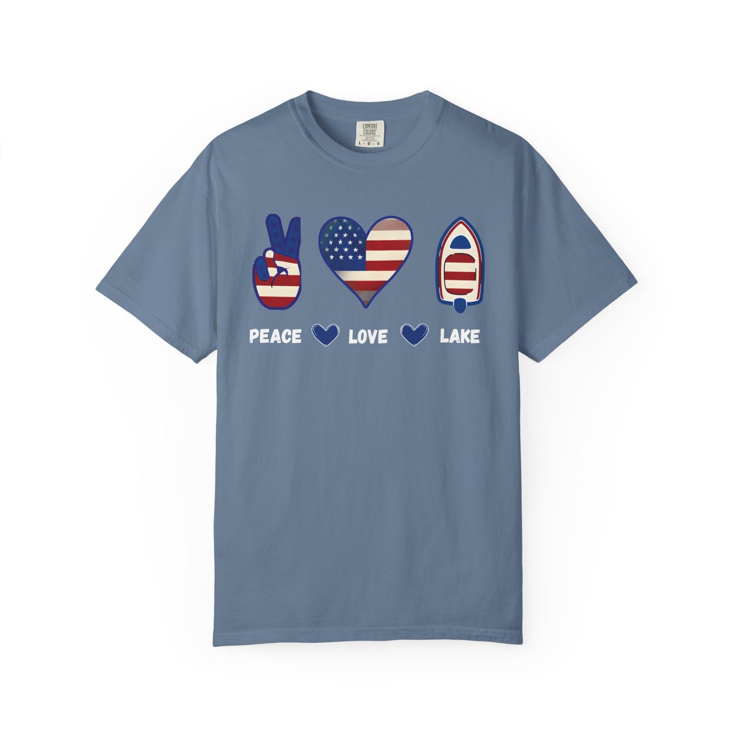 Peace Love Lake Unisex Lake Patriots Collection Premium Garment-Dyed Comfort Colors TShirt