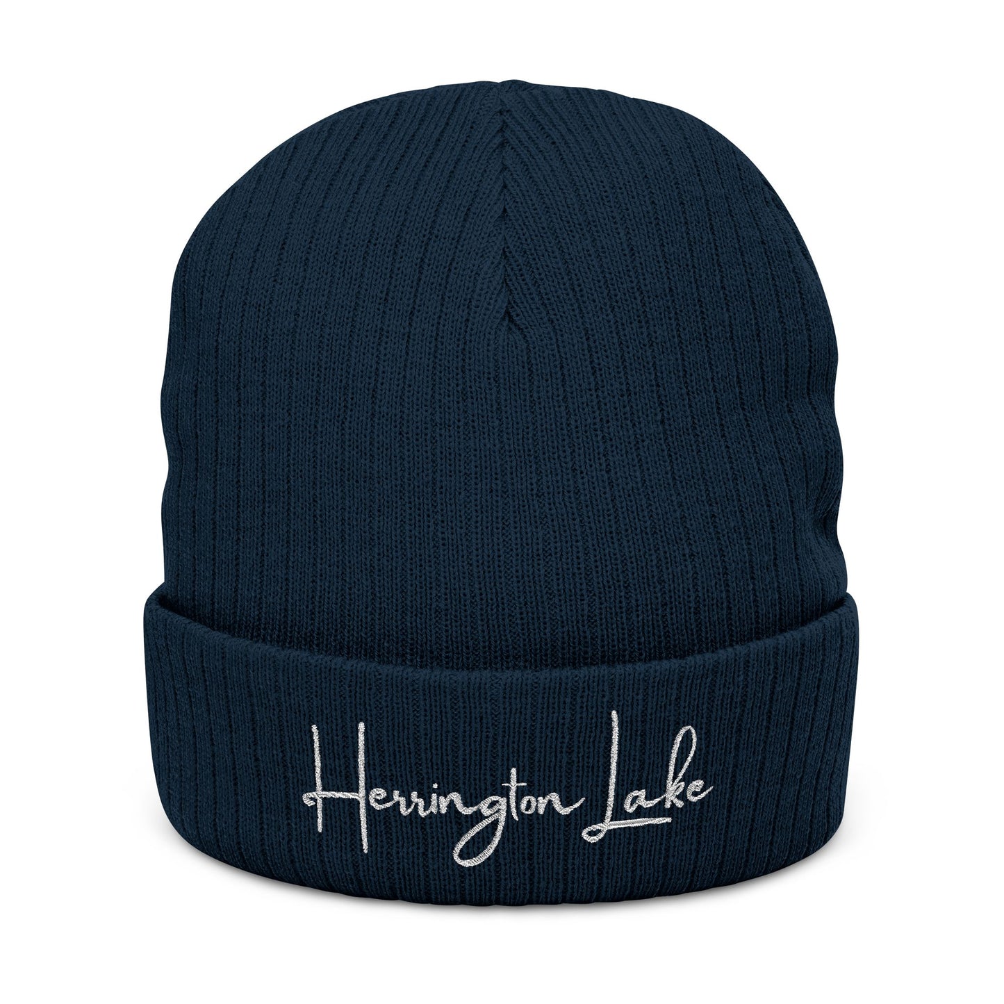 Embroidered Herrington Lake Scipt Logo Ribbed Knit Beanie