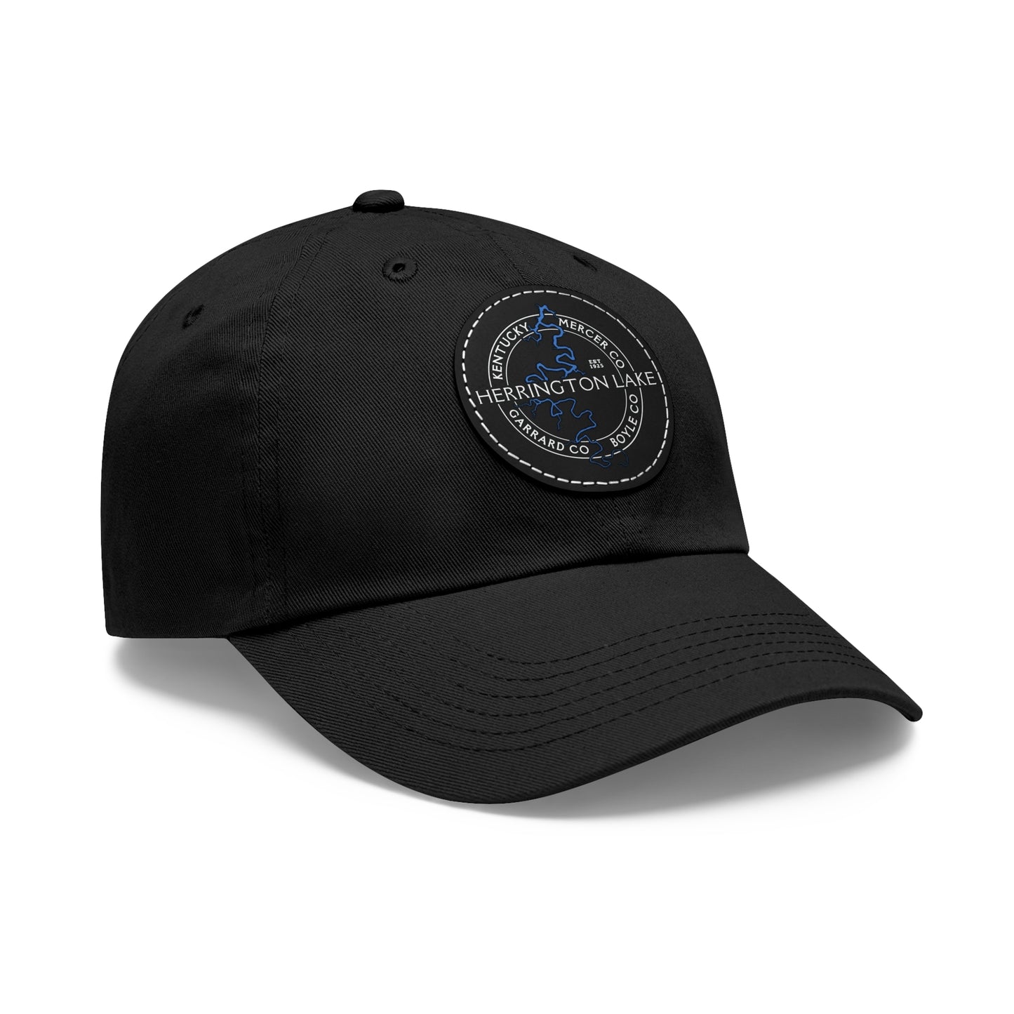The "Classic" Herrington Lake and County Dad Hat with Leather Patch (Round)