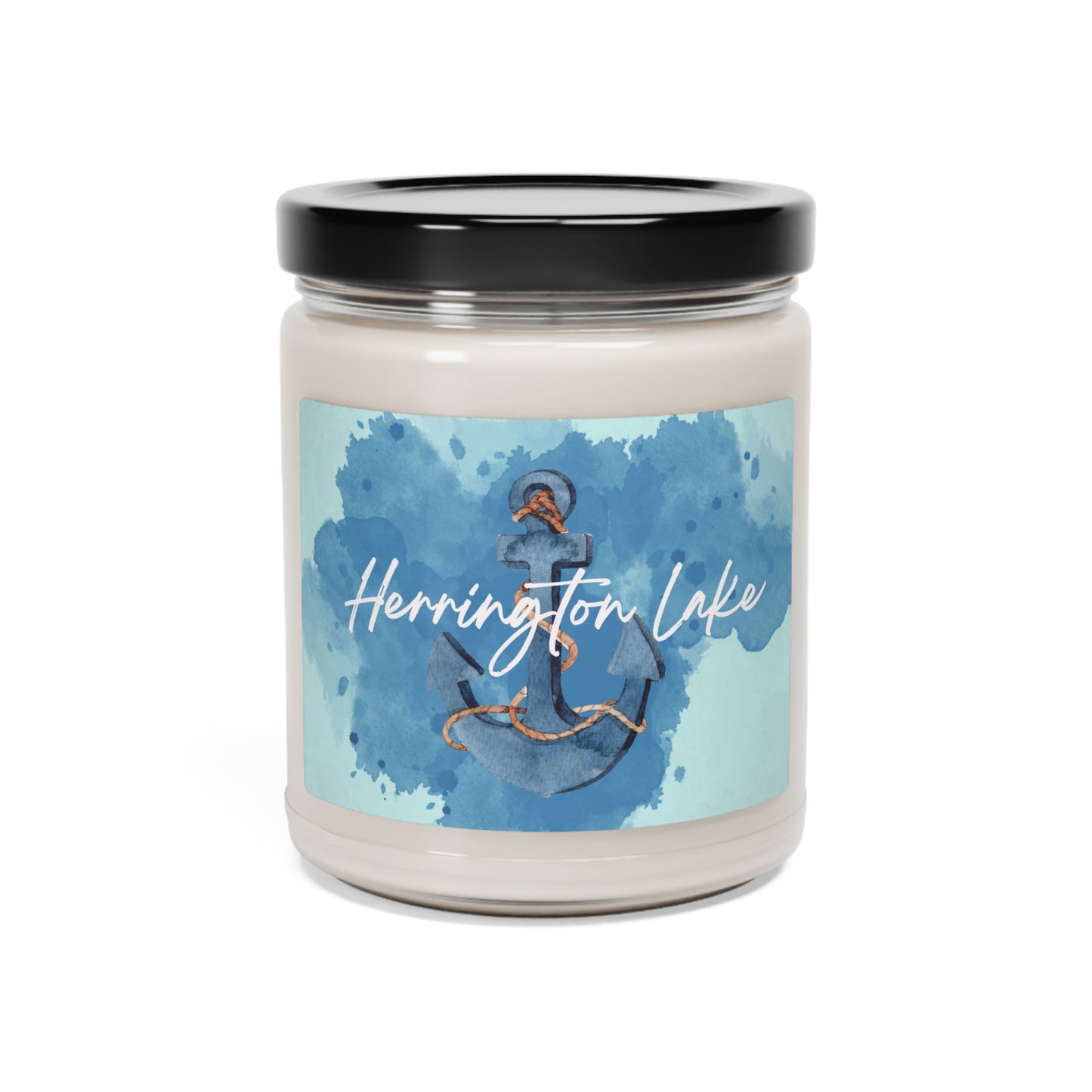 Herrington Lake Blue Watercolor Anchor Scented Soy Candle, 9oz