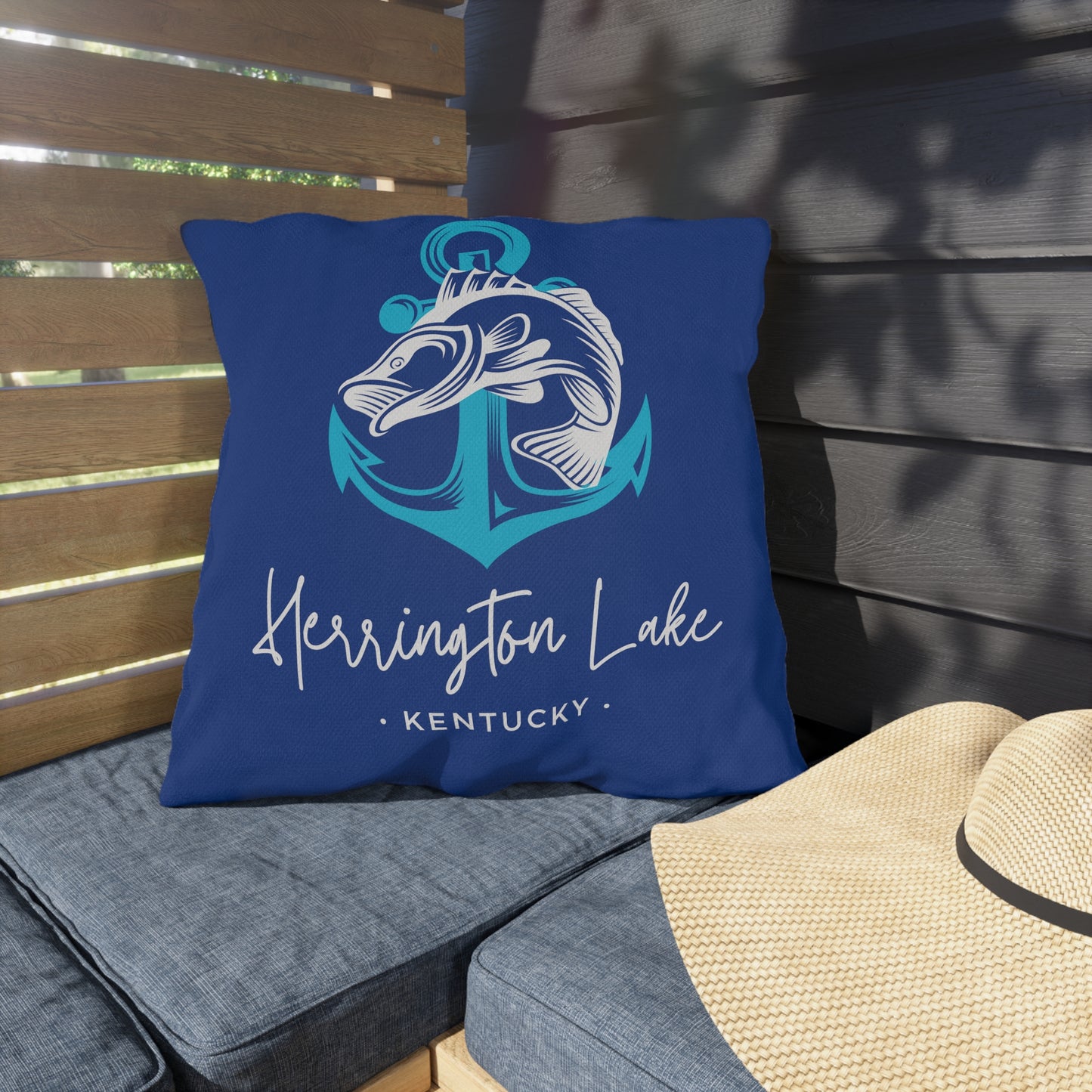 Herrington Lake "Nautical Catch" Outdoor Pillows in Blue