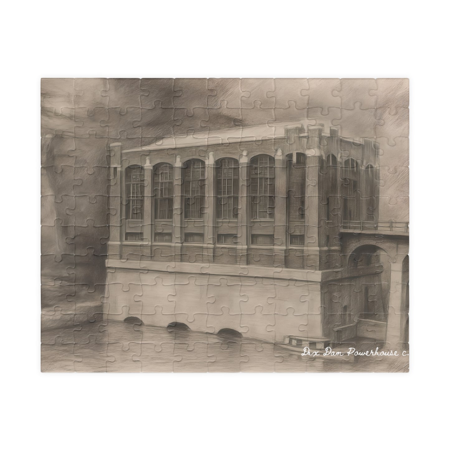 Dix Dam Powerhouse c. 1925 in Pencil Jigsaw Puzzle (110, 252, 500 & 1000 pieces)