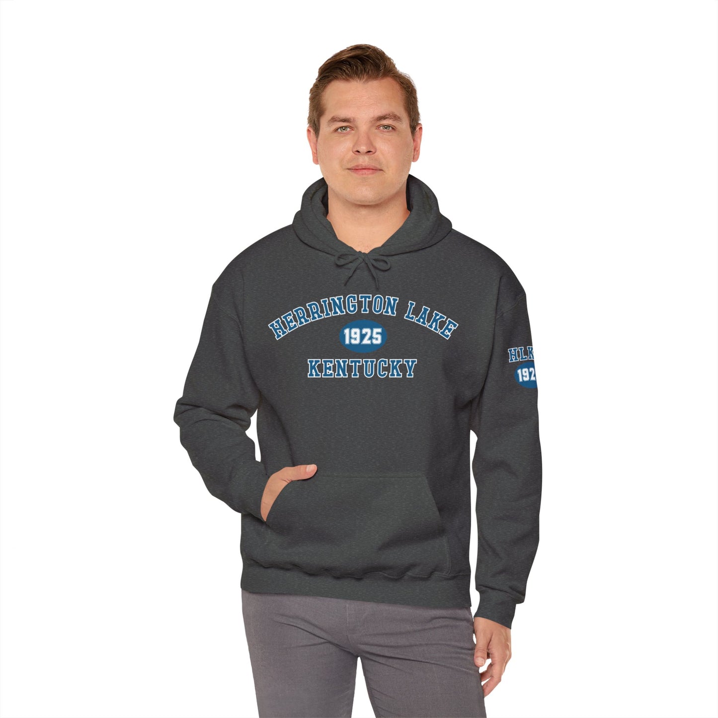 Herrington Lake Collegiate Collection Unisex Heavy Blend™ Hooded Sweatshirt w/ Printed Sleeve Accent