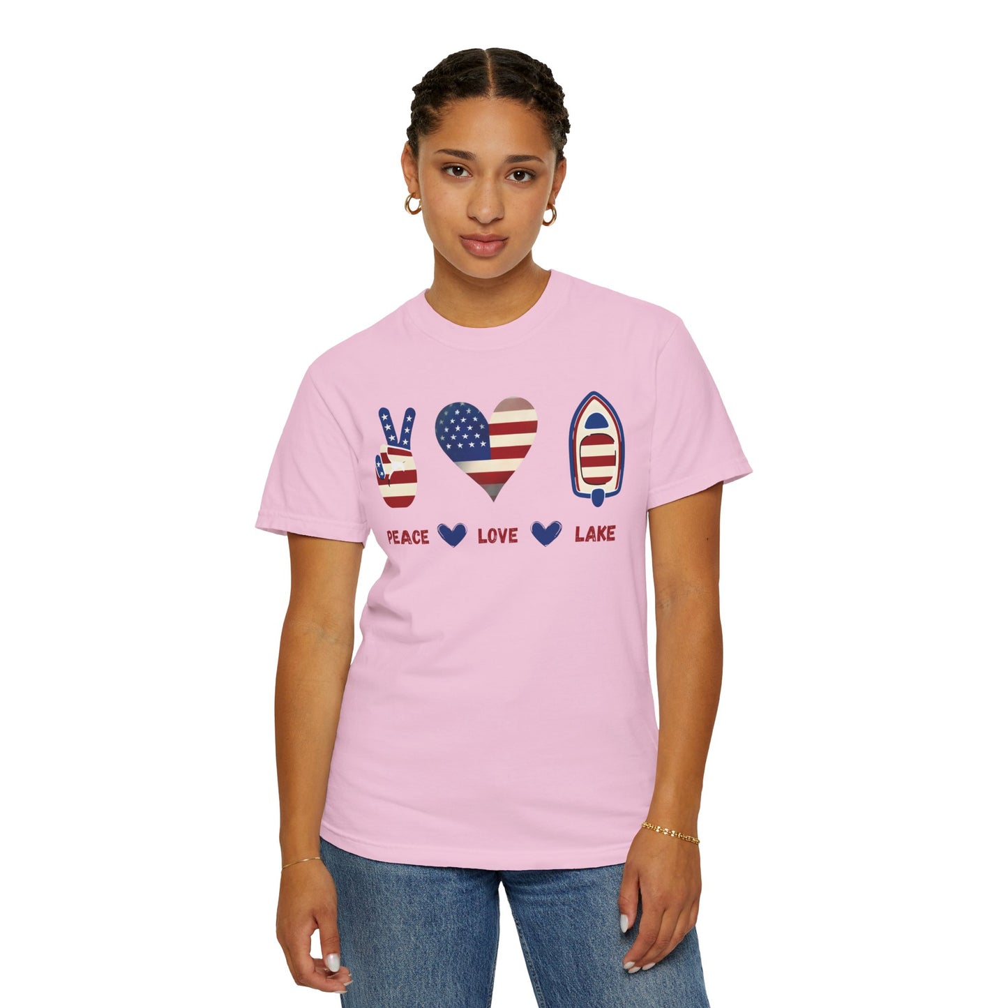 Peace Love Lake Unisex Lake Patriots Collection Premium Garment-Dyed Comfort Colors TShirt