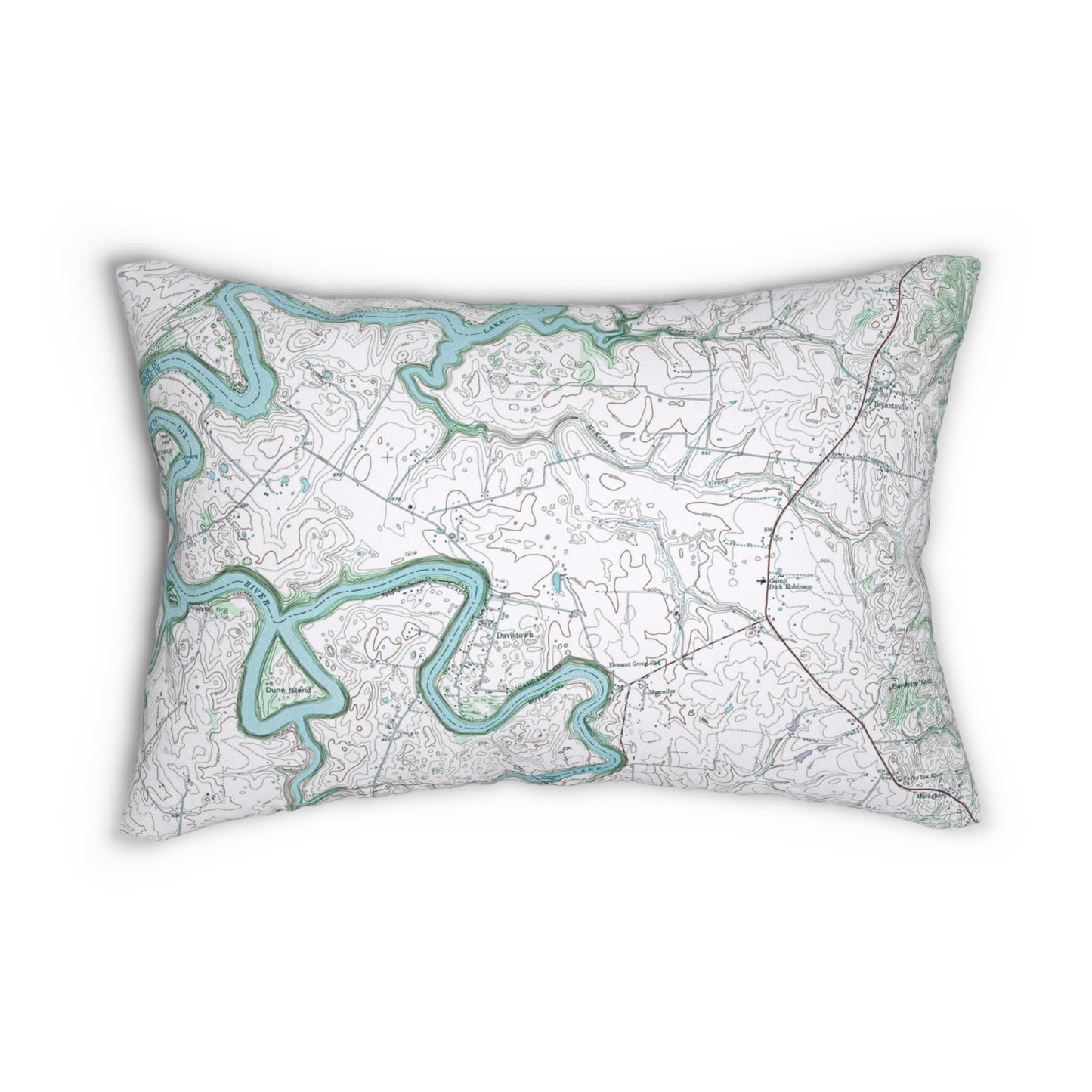 1952 USGS Topographic Map Lumbar Pillow (Blue/Green)