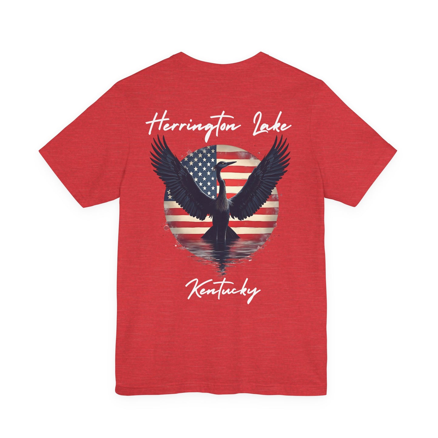 "Liberty Heron" Herrington Lake Patriots Collection Double-Sided Print Unisex Jersey Knit Cotton Short Sleeve Tee