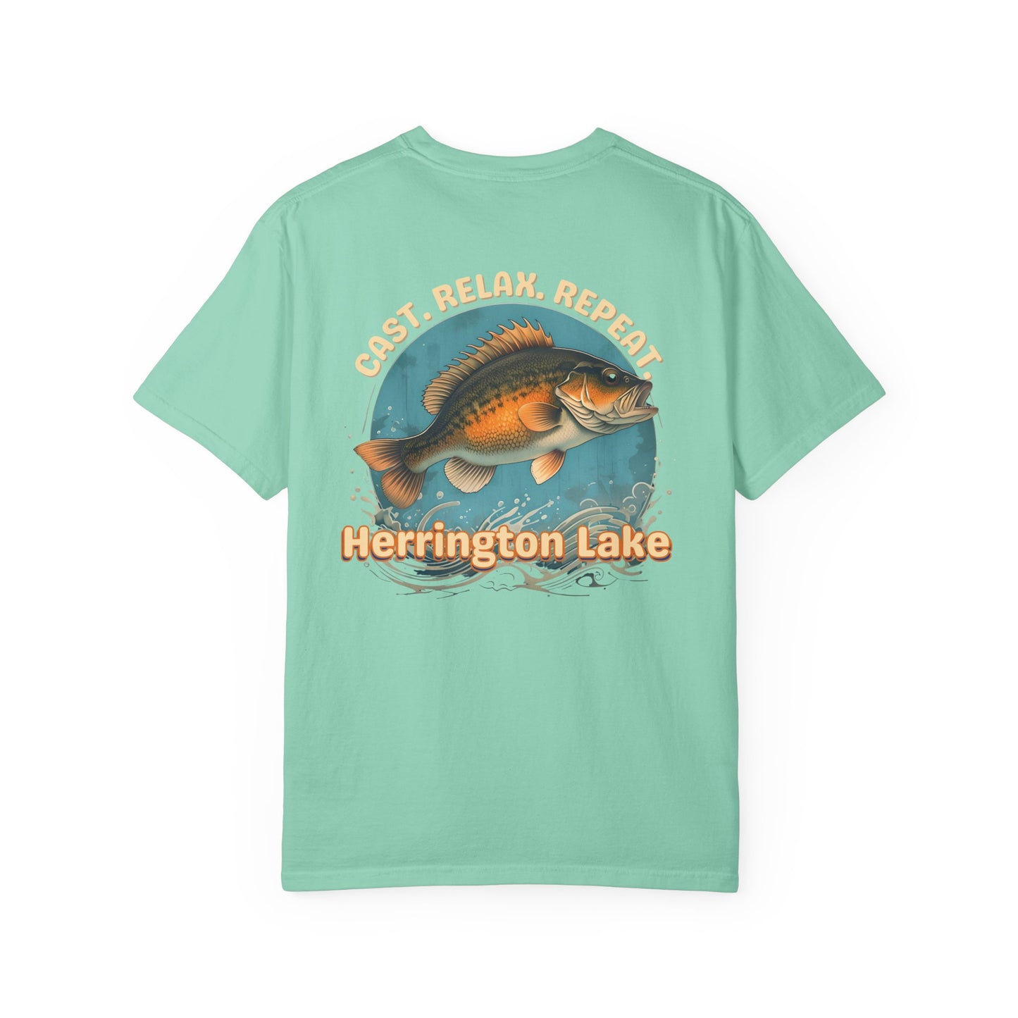 Cast. Relax. Repeat. Herrington Lake Double-Sided Premium Garment-Dyed Comfort Colors TShirt