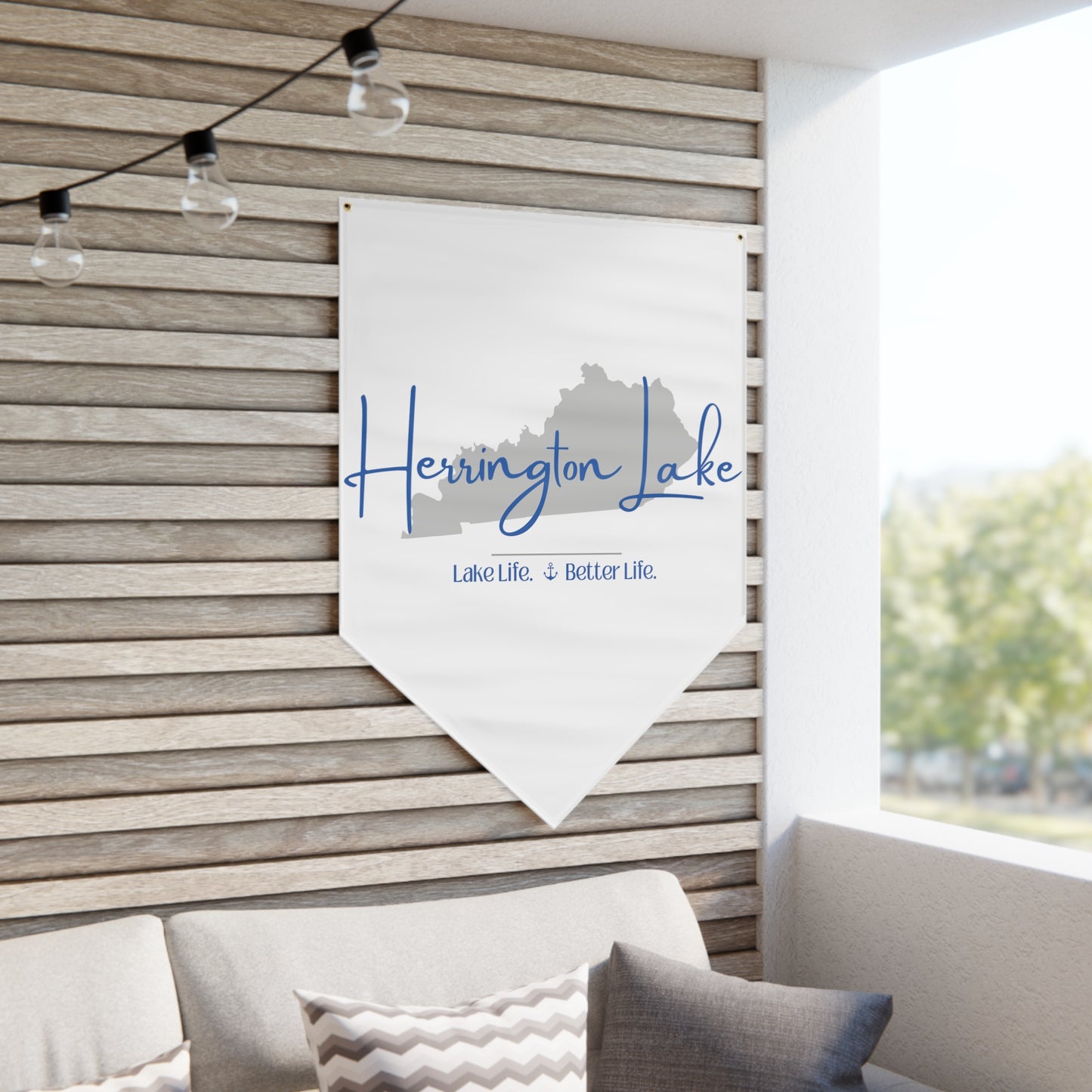 Herrington Lake Signature Collection Pennant Banner in White