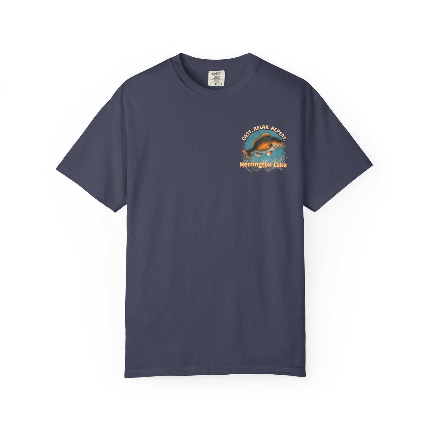 Cast. Relax. Repeat. Herrington Lake Double-Sided Premium Garment-Dyed Comfort Colors TShirt