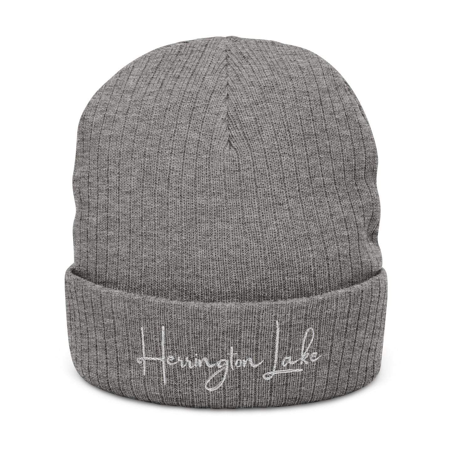 Embroidered Herrington Lake Scipt Logo Ribbed Knit Beanie