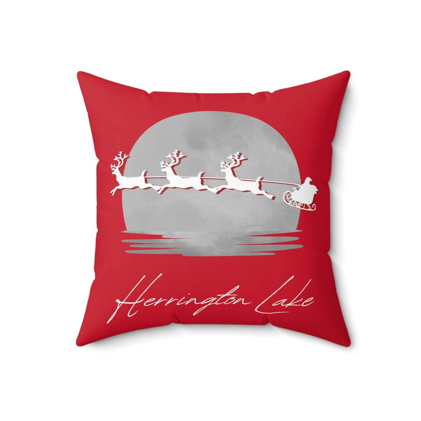 "A Very Merry Lakeside Christmas" Spun Polyester Square Accent Pillow (Red)