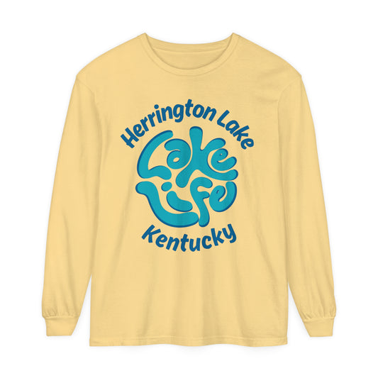 Herrington Lake Spring Pastels "Lake Life" Garment-Dyed Premium Comfort Colors™ Long Sleeve T-Shirt