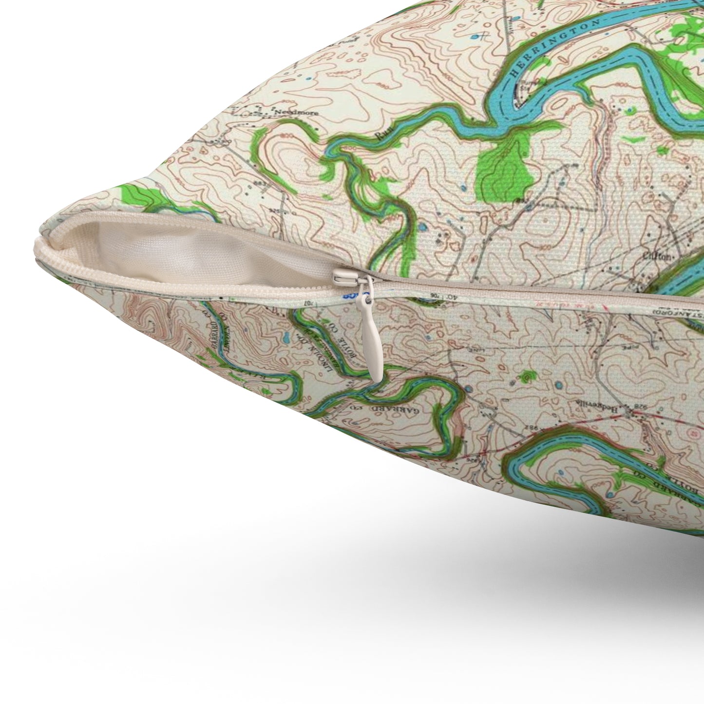 Herrington Lake Bryantsville Quadrangle USGS Topography Map Spun Polyester Square Accent Pillow