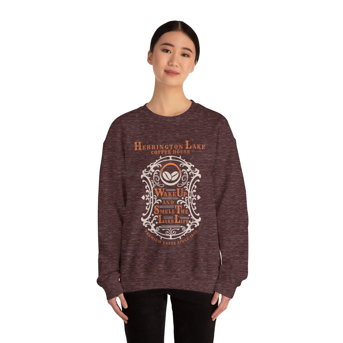 "Wake Up and Smell The Lake Life" Coffee House Collection Unisex Heavy Blend™ Crewneck Sweatshirt