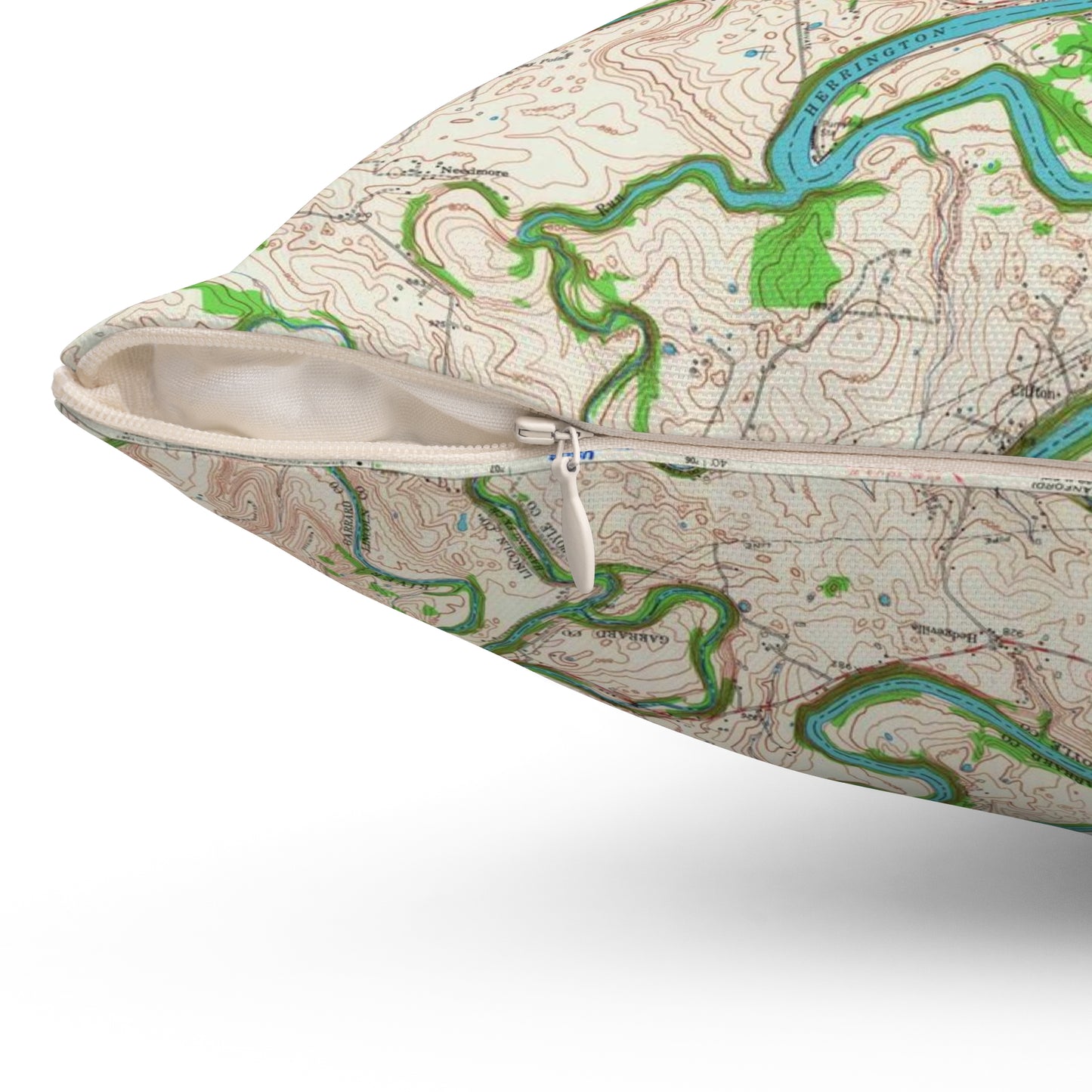 Herrington Lake Bryantsville Quadrangle USGS Topography Map Spun Polyester Square Accent Pillow