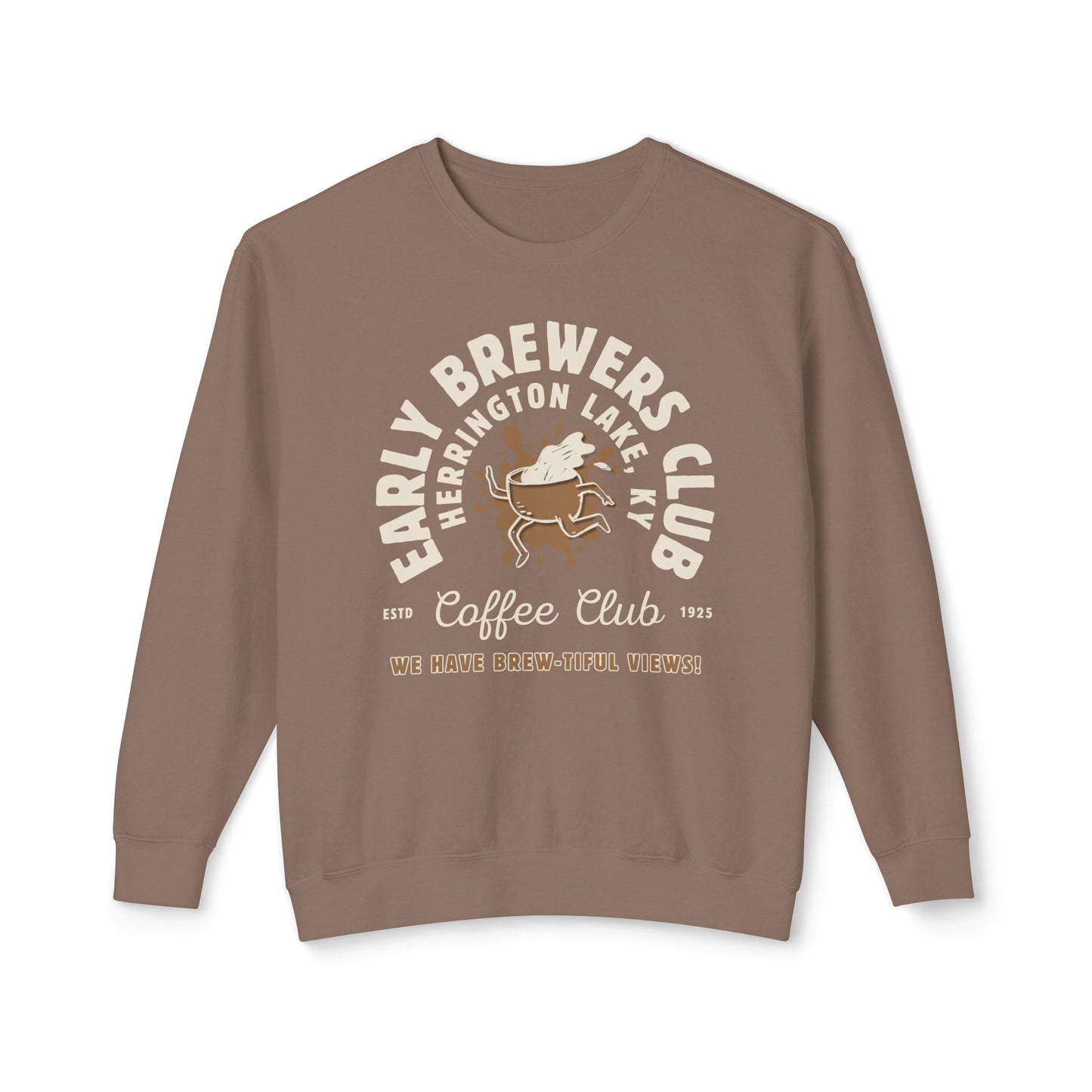 "Early Brewers Club" Coffee House Collection Lightweight Crewneck Sweatshirt by Comfort Colors