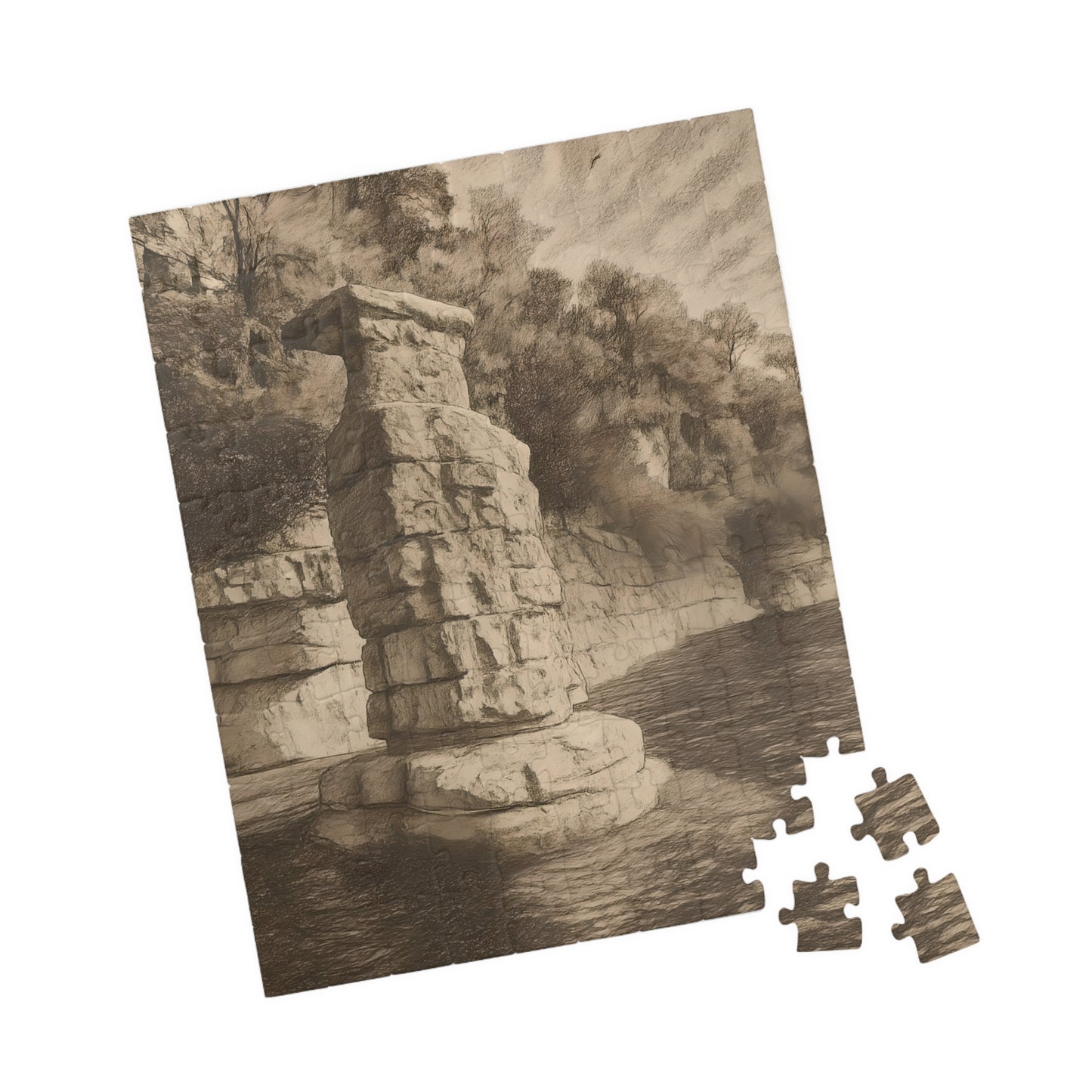 Chimney Rock in Pencil Jigsaw Puzzle (110, 252, 500 & 1000 pieces)