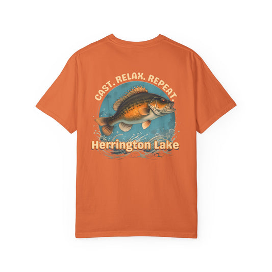 Cast. Relax. Repeat. Herrington Lake Double-Sided Premium Garment-Dyed Comfort Colors TShirt