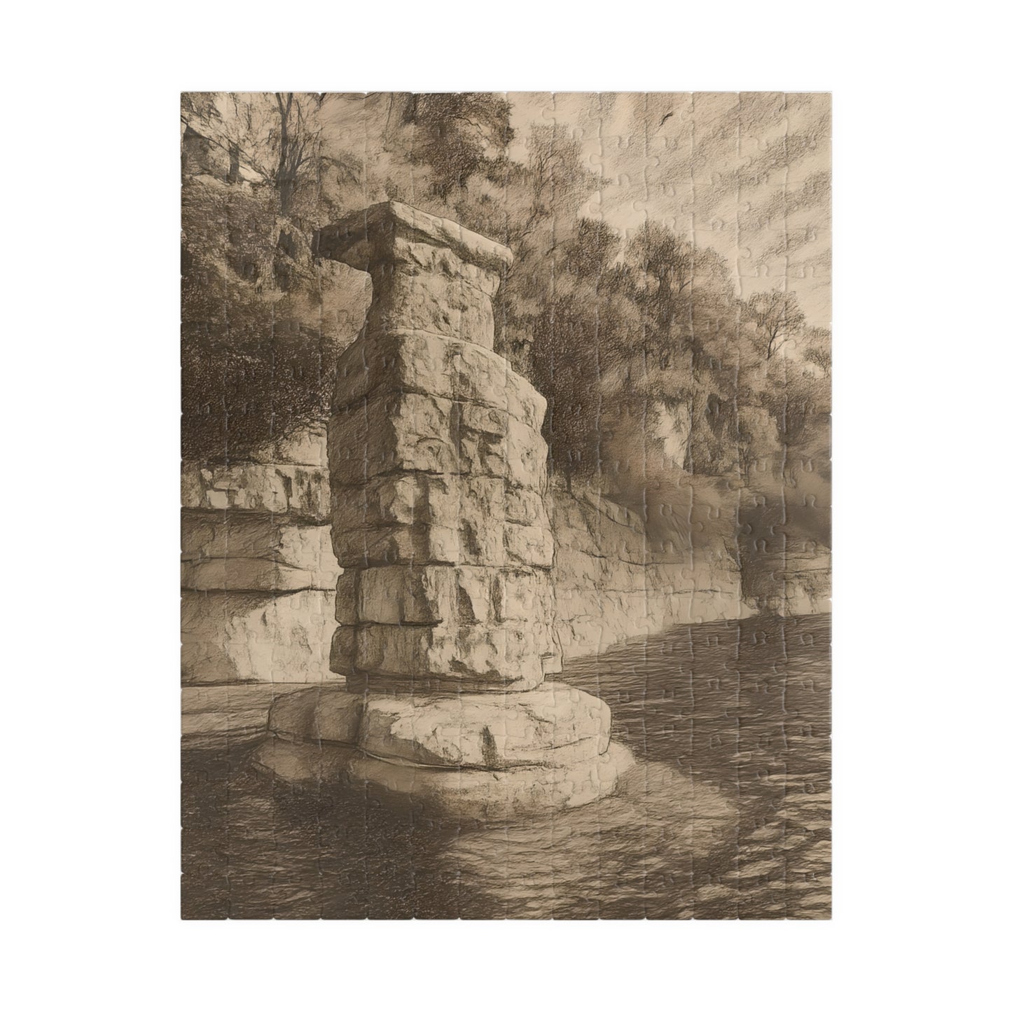 Chimney Rock in Pencil Jigsaw Puzzle (110, 252, 500 & 1000 pieces)