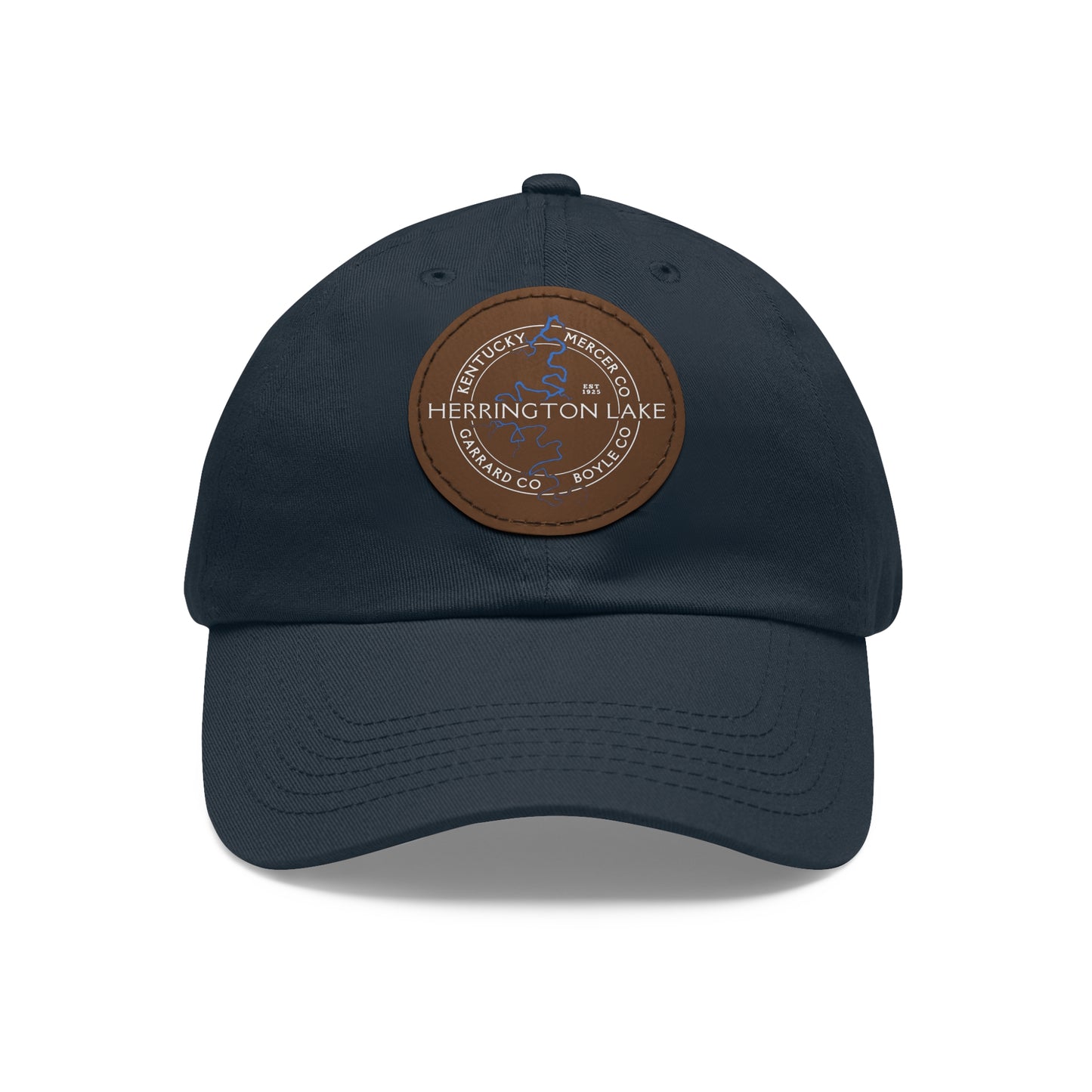 The "Classic" Herrington Lake and County Dad Hat with Leather Patch (Round)
