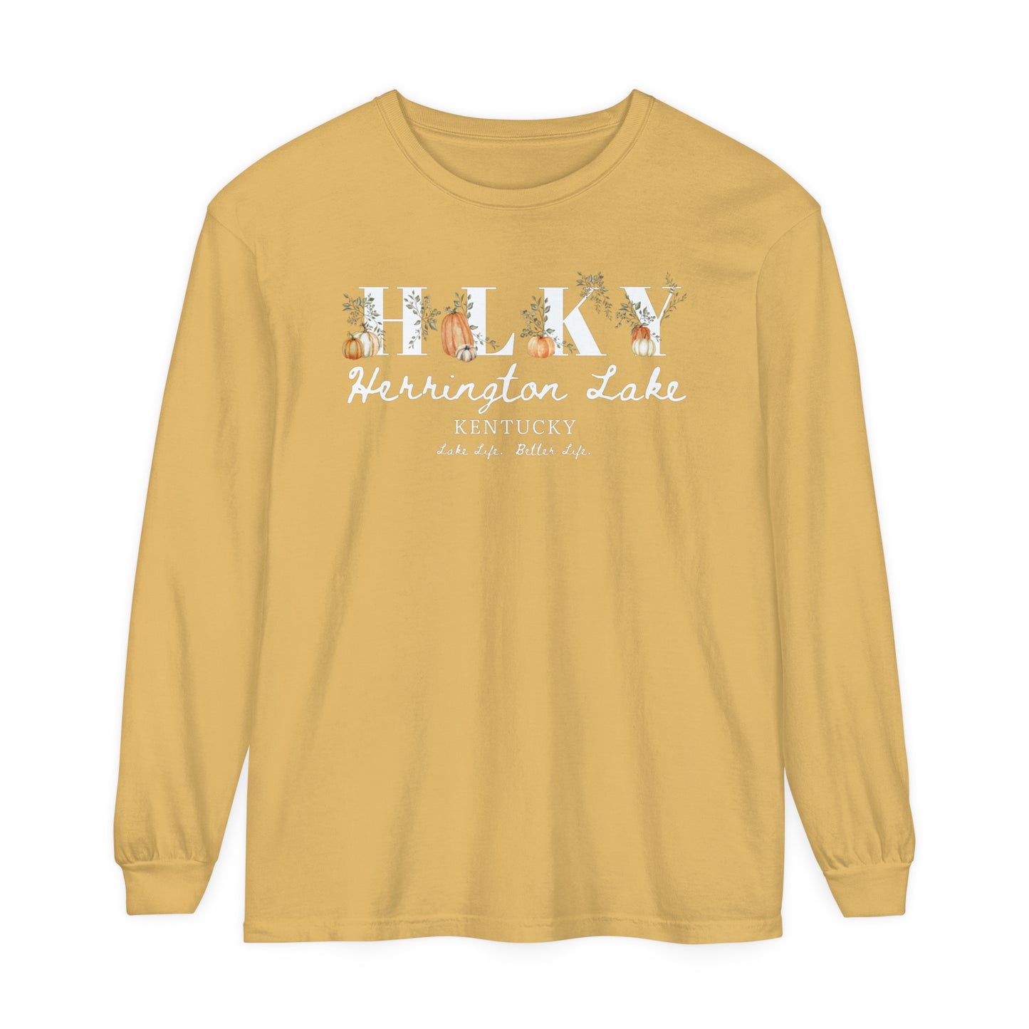 Fall Pumpkin HLKY Collection Garment-Dyed Premium Comfort Colors™ Long Sleeve T-Shirt