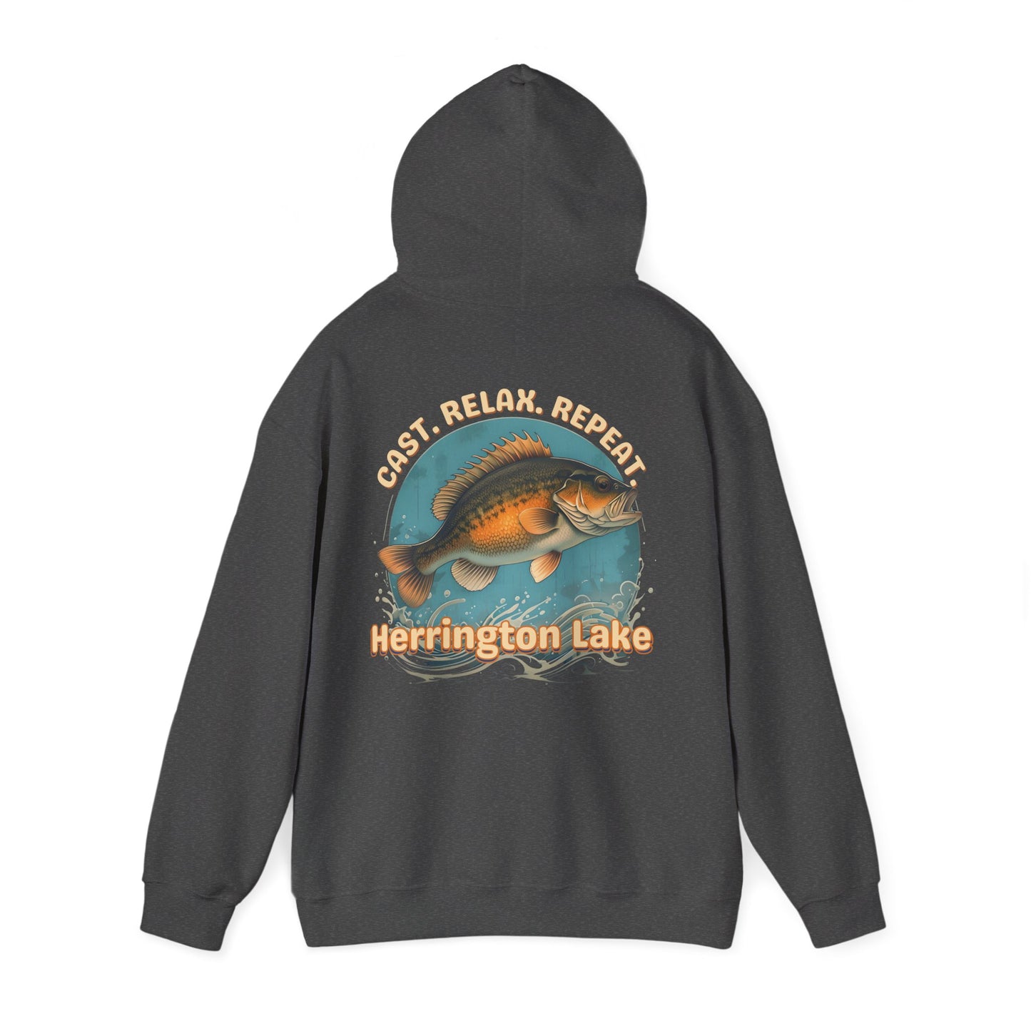 Cast. Relax. Repeat. Herrington Lake Double-Sided Unisex Heavy Blend™ Hooded Sweatshirt