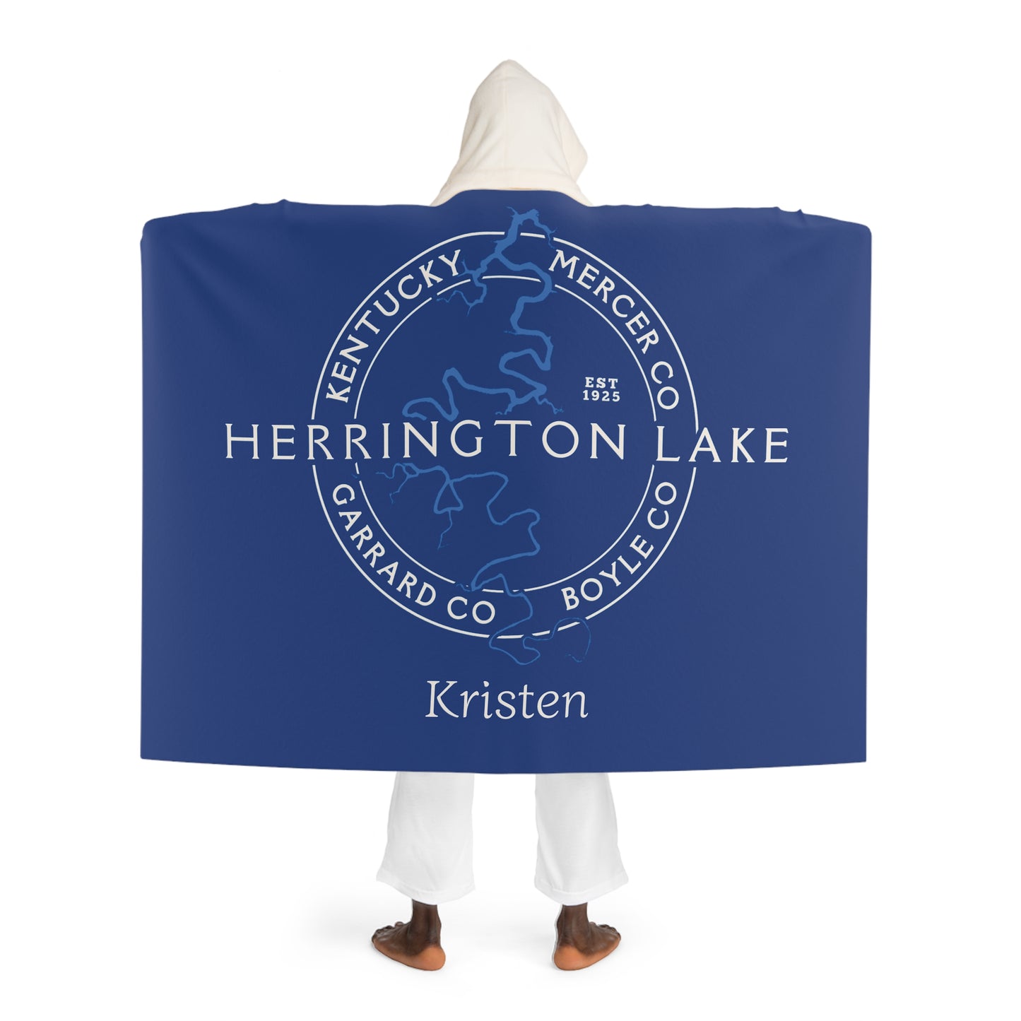 The "Classic" Personalized Custom Herrington Lake and County Hooded Sherpa Fleece Blanket