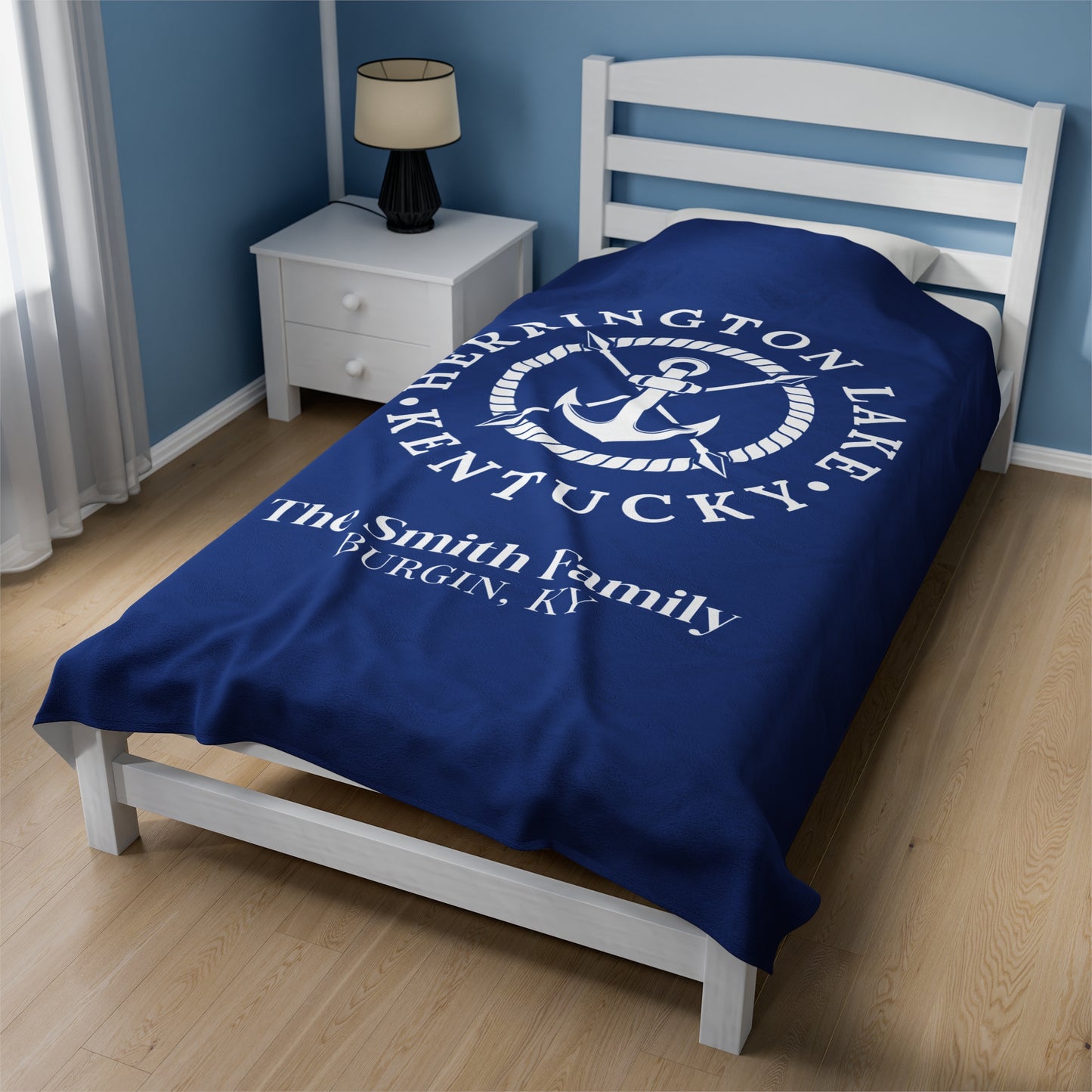 The Personalized Custom Herrington Lake Nautical Collection Plush Velveteen Blanket