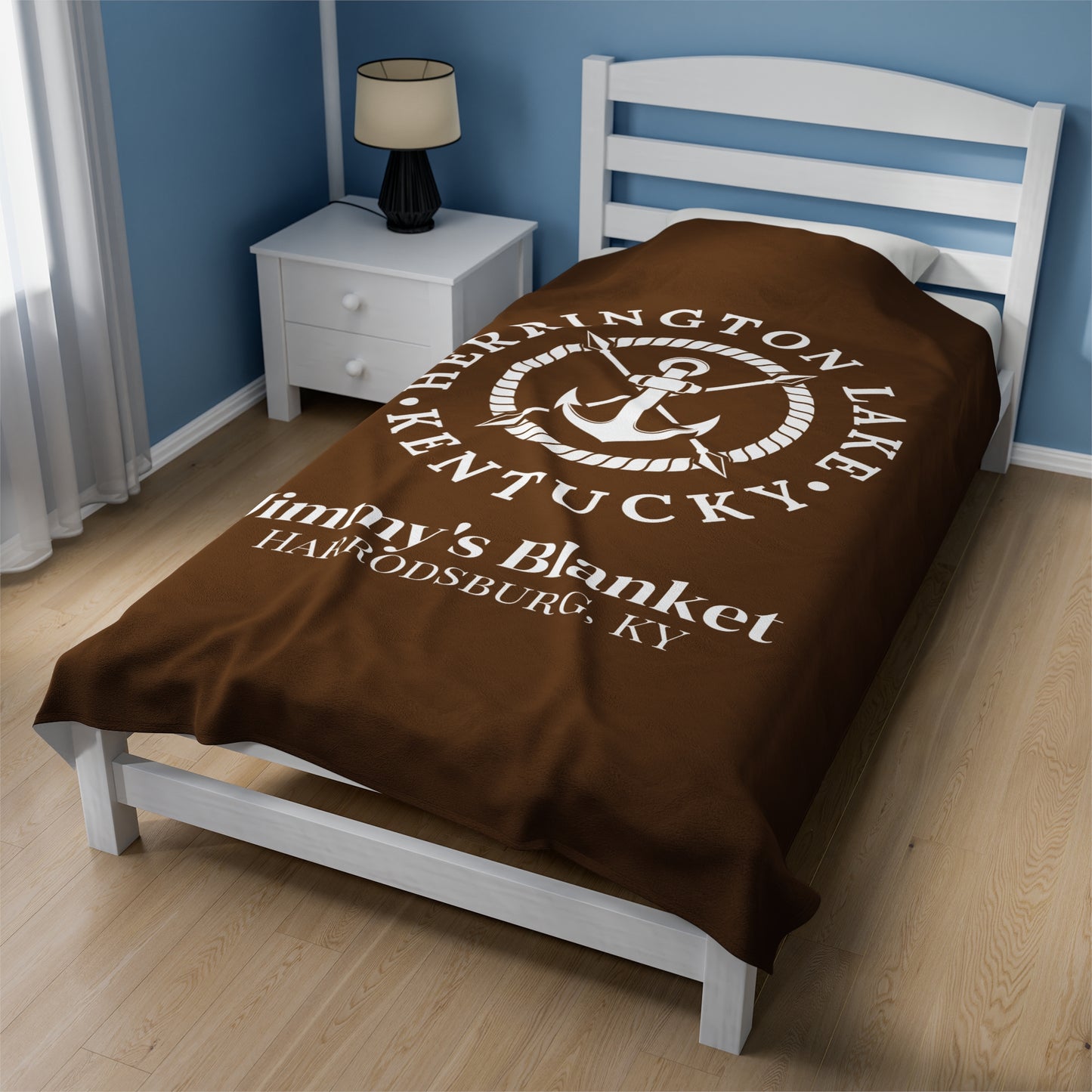 The Personalized Custom Herrington Lake Nautical Collection Plush Velveteen Blanket