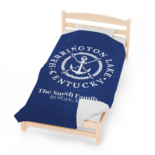 The Personalized Custom Herrington Lake Nautical Collection Plush Velveteen Blanket