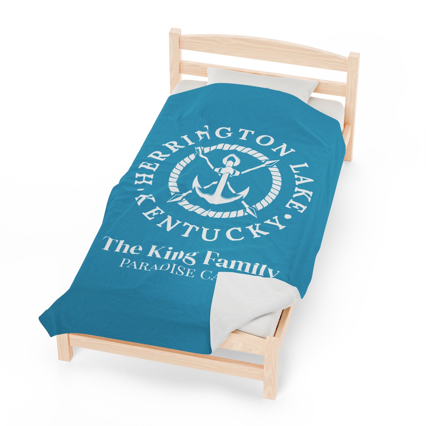 The Personalized Custom Herrington Lake Nautical Collection Plush Velveteen Blanket