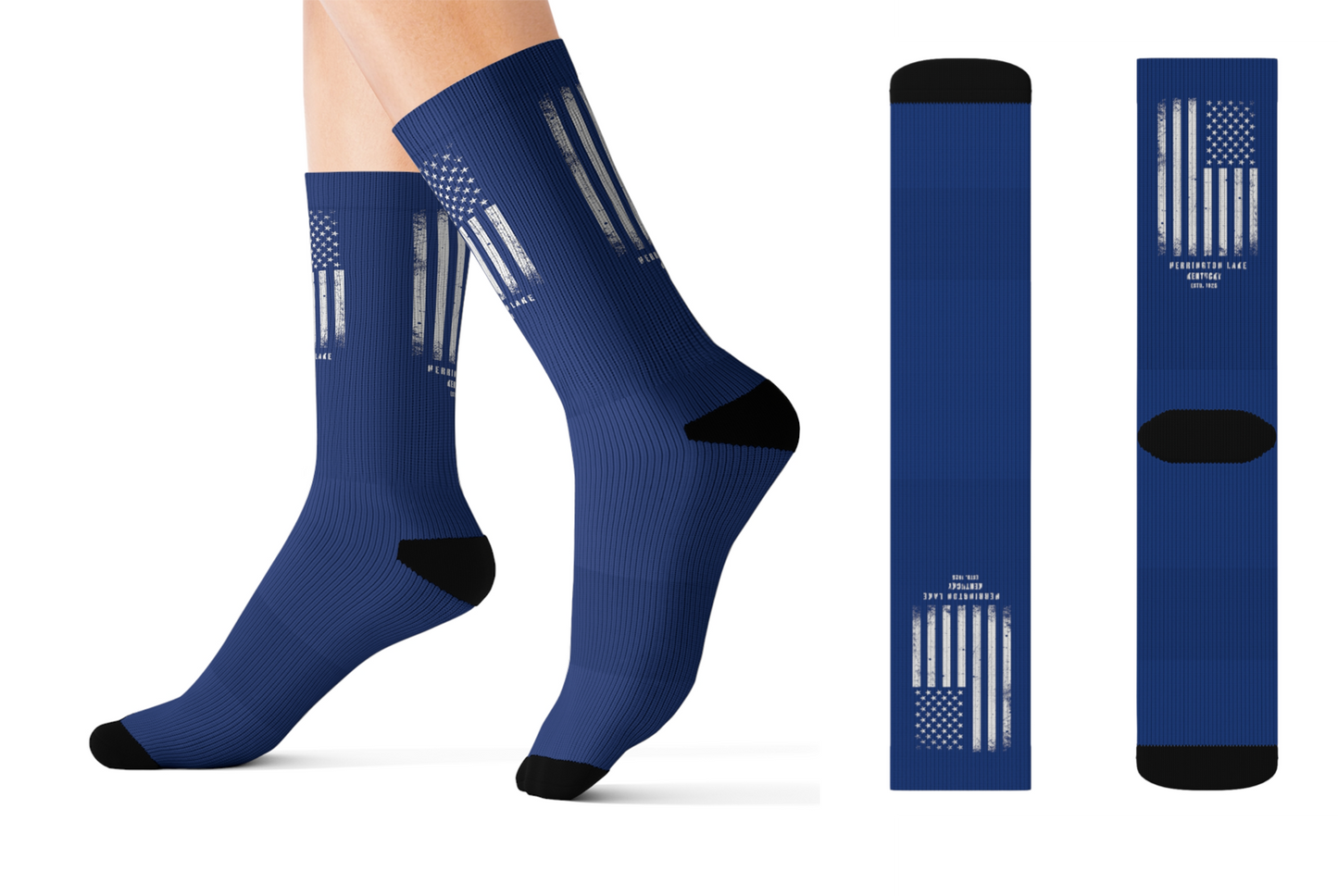 "Faded Glory" Herrington Lake Patriot Collection Socks - White on Blue