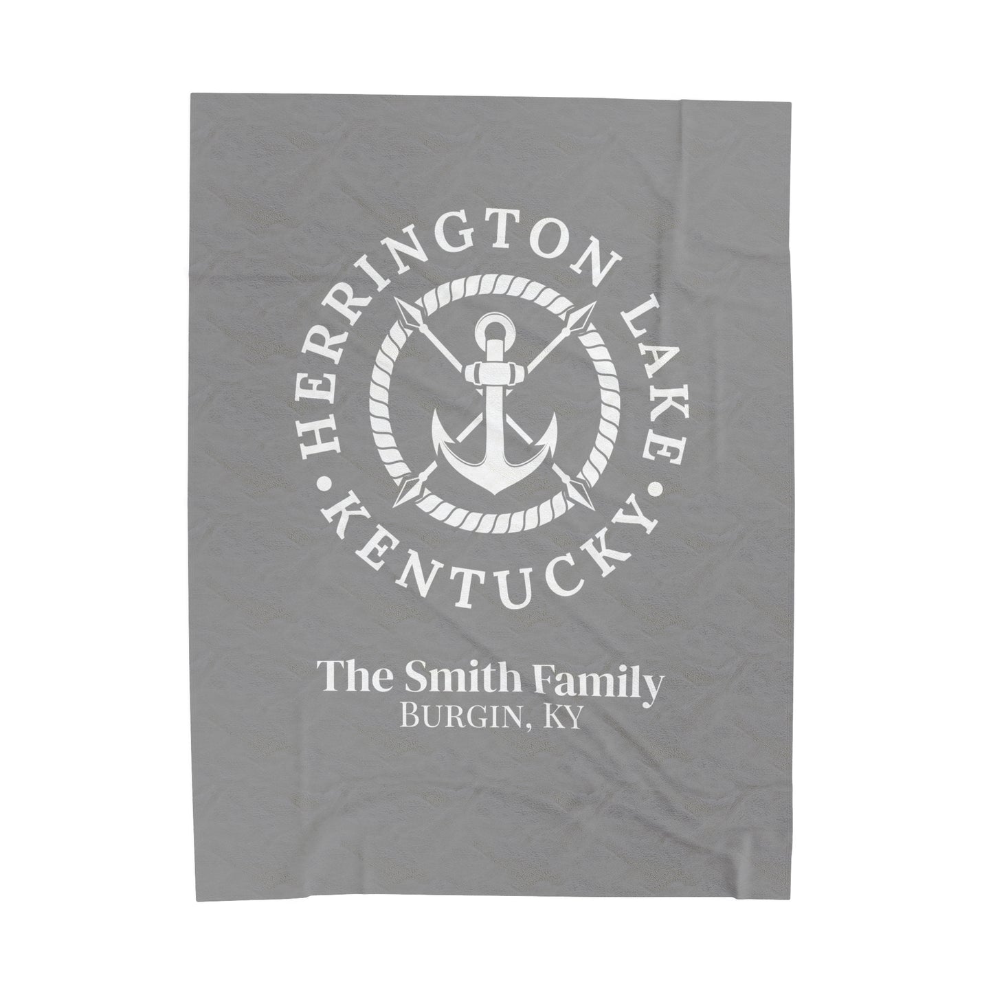 The Personalized Custom Herrington Lake Nautical Collection Plush Velveteen Blanket