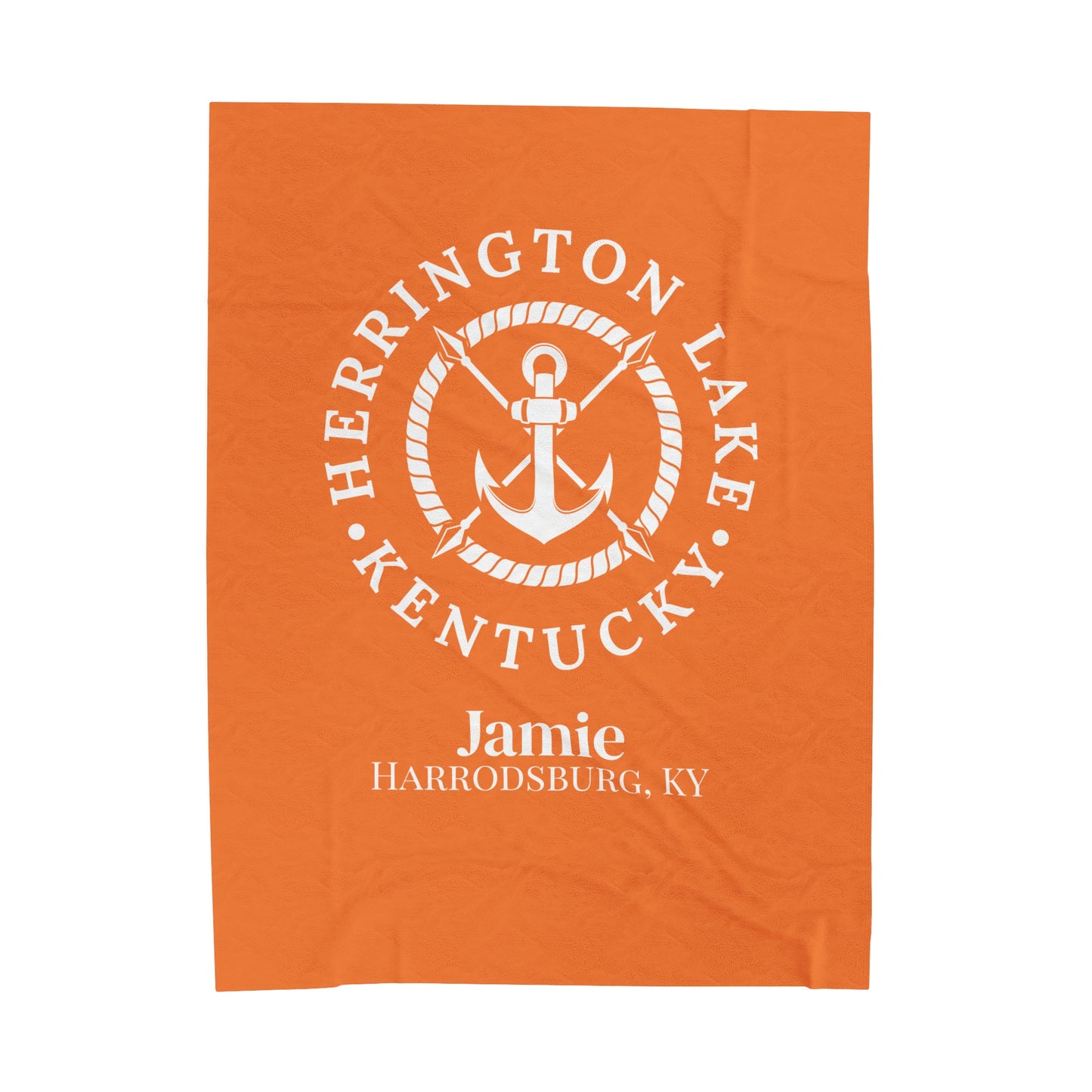 The Personalized Custom Herrington Lake Nautical Collection Plush Velveteen Blanket