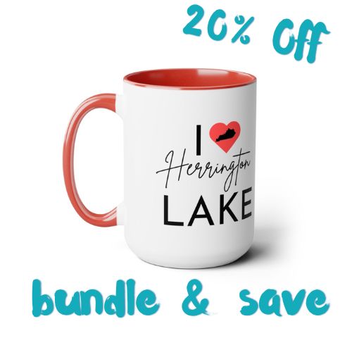 I ❤️ Herrington Lake Two-Tone Biggie Coffee Mugs, 15oz