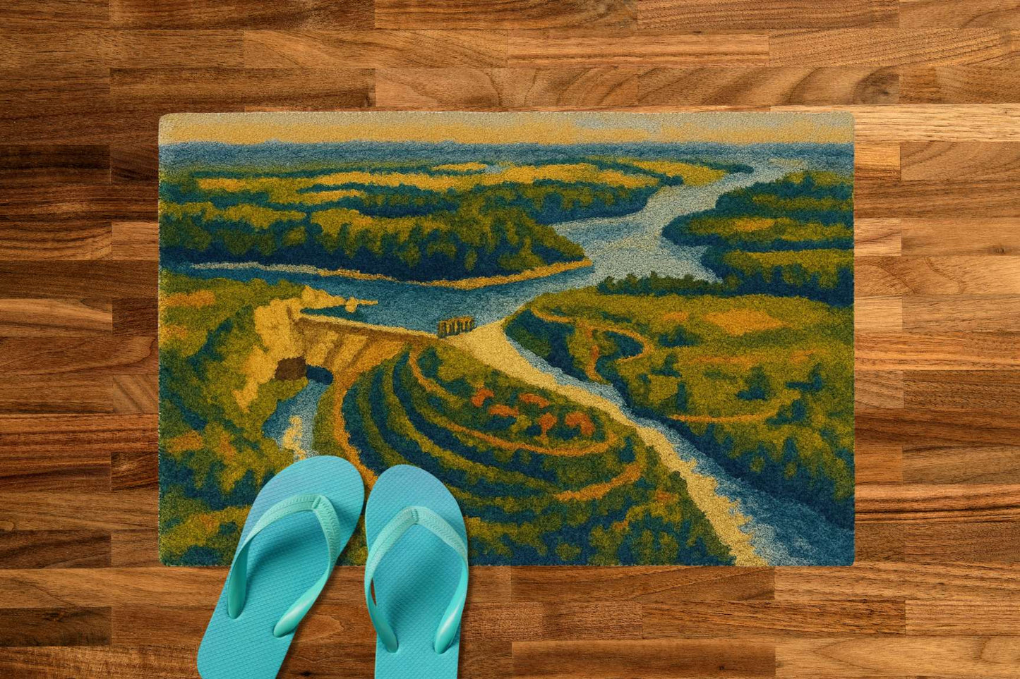Dix Dam - Herrington Lake Chenille Area Rug