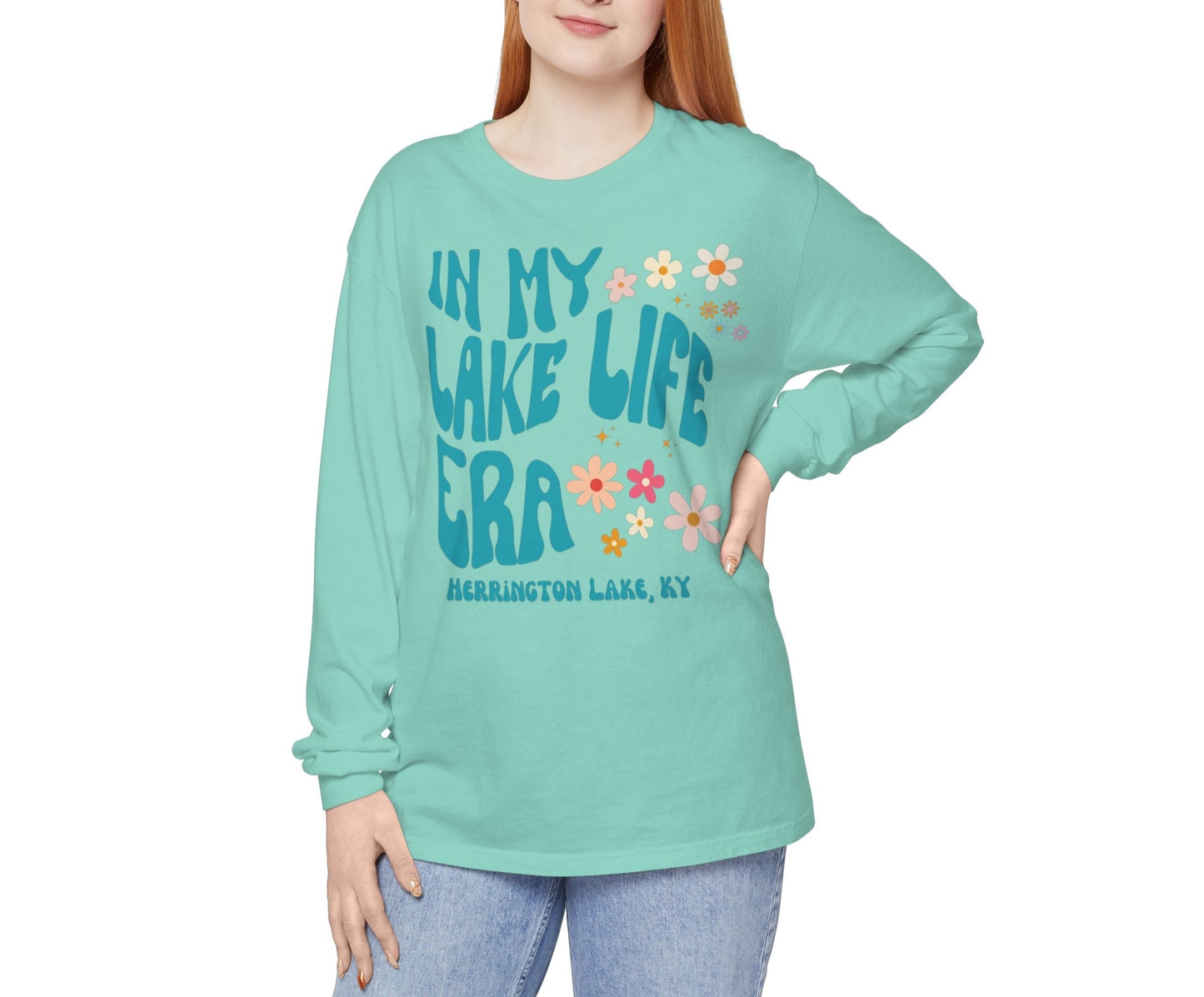 "In My Lake Life Era" Spring Pastels Garment-Dyed Premium Comfort Colors™ Long Sleeve T-Shirt