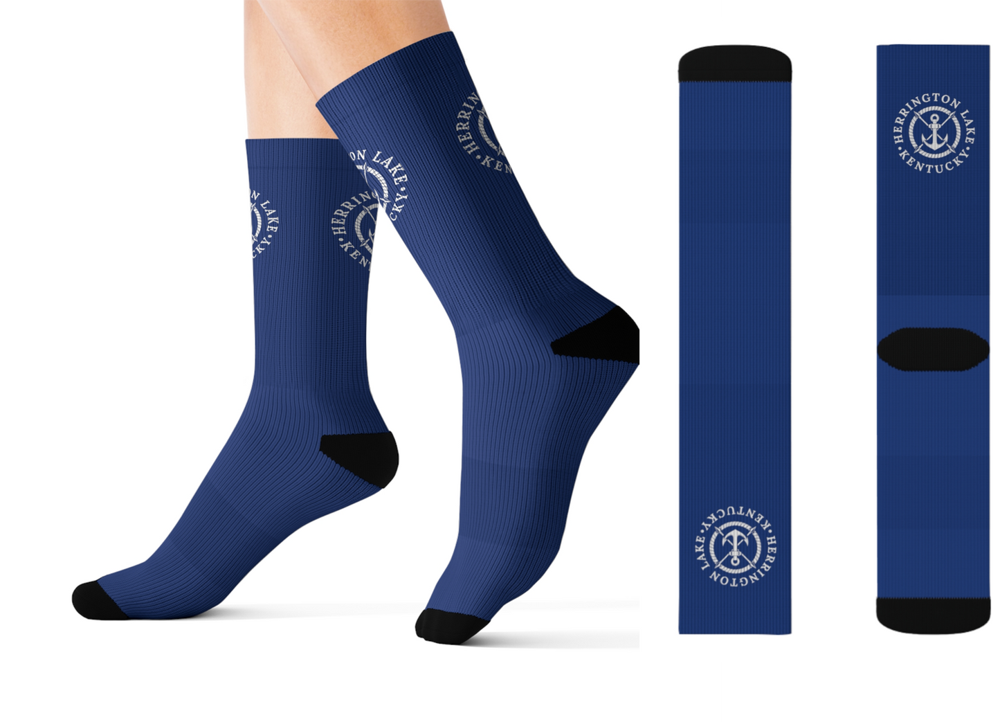 Herrington Lake Nautical Collection Socks - White on Blue