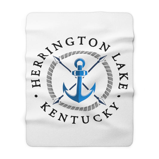 Herrington Lake Blue Anchor Sherpa Fleece Blanket on White