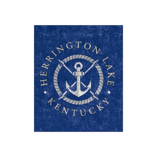 Herrington Lake White Anchor Crushed Velvet Blanket
