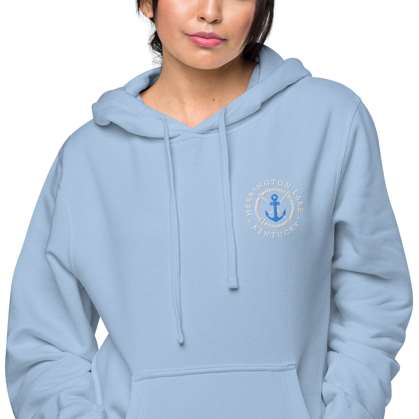 Herrington Lake Embroidered Anchor Logo Premium Pigment-Dyed Hoodie
